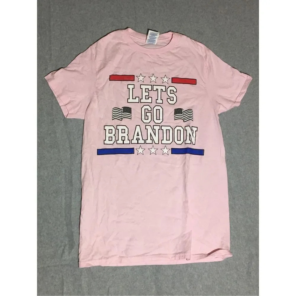 Womens Delta Shirt Size Small Let’s Go Brandon Funny Tee Casual Cute Pink